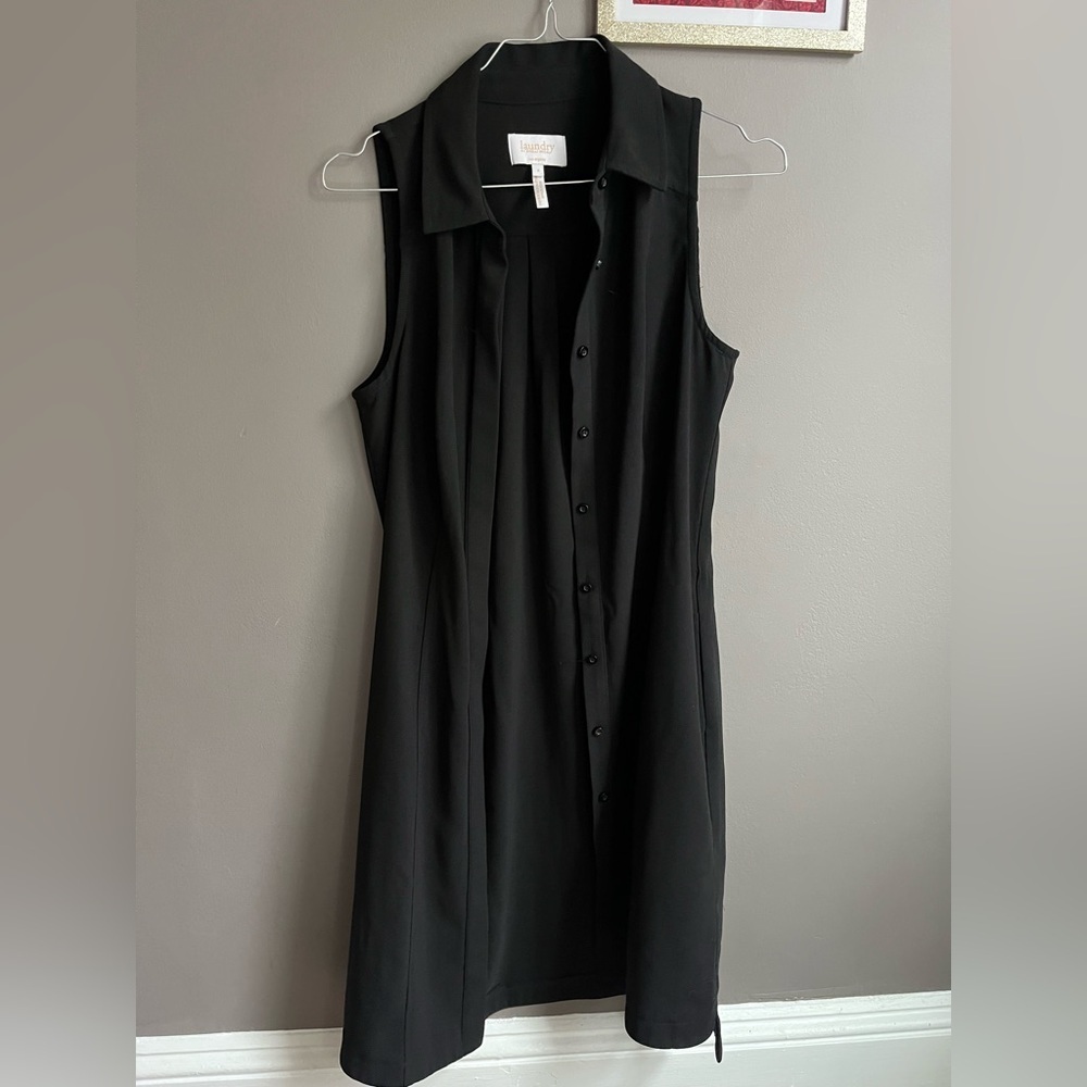 Laundry by Shelli Segal Black Sleeveless Button-Up Dress Womens 4 - Picture 1 of 9